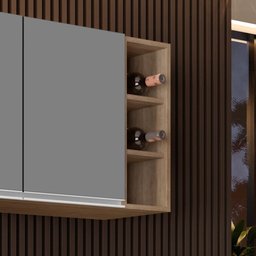 Armário Aéreo Nevada com Nicho 180cm 4 Portas Castanho/Cinza - Lumil Lumil Móveis - 6