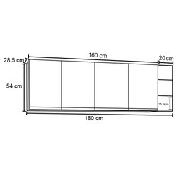 Armário Aéreo Nevada com Nicho 180cm 4 Portas Castanho/Cinza - Lumil Lumil Móveis - 4