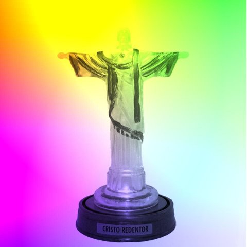 Luminária Imagem Cristo Redentor Jesus Cristo Rio de Janeiro com Luzes de Led Rgb
