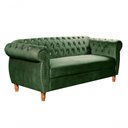 Ver imagem 2 de Sofá Nobreza 3 Lugares Fixo 203cm Verde Veludo Bella Decor Clássico