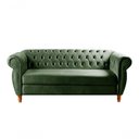 Ver imagem 1 de Sofá Nobreza 3 Lugares Fixo 203cm Verde Veludo Bella Decor Clássico