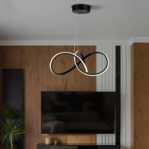 Lustre Pendente Taschibra Design Tóquio 30w Led 45cm Luz Quente 3000k Bivolt Preto