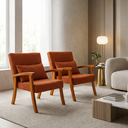 Ver imagem 1 de Kit 2 Poltrona Jade Boucle Almofada Estofada Sala de Estar Moderna Decorativa:terracota