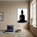 Ver imagem 1 de Quadro Decorativo Silhueta Preta Buda Meditando - 70x50cm:moldura Preta