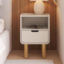 Ver imagem 3 de Mesa de Cabeceira para Quarto 1 Gaveta Orgânica 40cm Nordic A03 Off White Roble - Lyam Decor