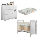 Ver imagem 1 de Berço Americano Mirelle e Cômoda Infantil Ane Branco Brilho com Colchão Gazin – Phoenix Baby