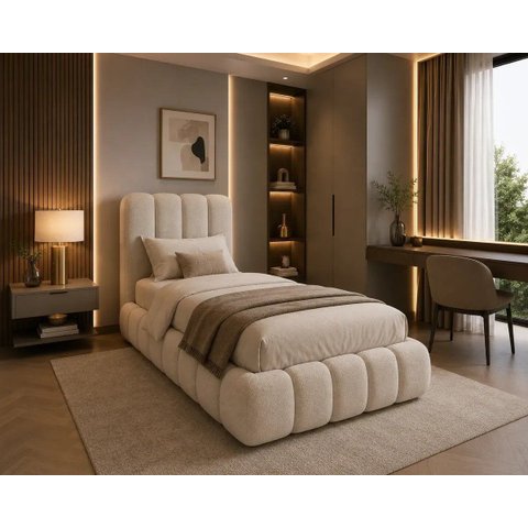 Cama Solteiro Turquesa Estofada Infantil Luxo com Cabeceira Resistente