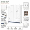 Ver imagem 6 de Armário para Quarto Infantil 4 Portas e 4 Gavetas Luna Branco/Neve/Azul Petroleo