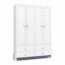 Ver imagem 2 de Armário para Quarto Infantil 4 Portas e 4 Gavetas Luna Branco/Neve/Azul Petroleo