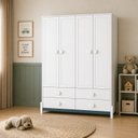 Ver imagem 1 de Armário para Quarto Infantil 4 Portas e 4 Gavetas Luna Branco/Neve/Azul Petroleo