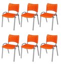 Ver imagem 2 de Cadeira Iso Base Cinza Escola, Escritório Laranja Kit 6 Un