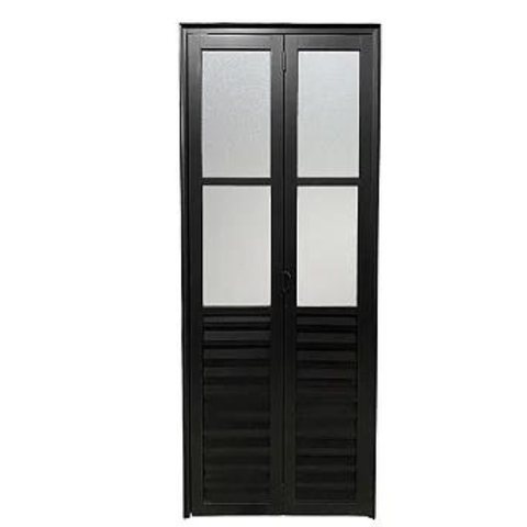 Porta Camarão Palheta com Vidros Lado Direito 210x90cm Preto Allo Esquadrias