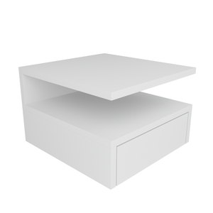 : Mesa de Cabeceira Compacta com Gaveta - Estilo -quarto/sala/escritório/comércio -branco