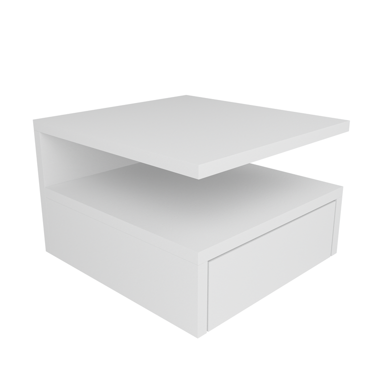 : Mesa de Cabeceira Compacta com Gaveta - Estilo -quarto/sala/escritório/comércio -branco
