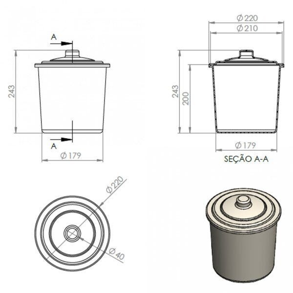 Lixeira Multiuso 5 Litros com Tampa de Inox - 2