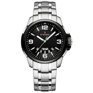 Relógio de Pulso em Aço Inoxidável Clássico Esportivo Nf9215s Preto