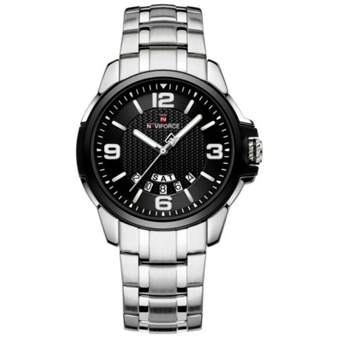 Relógio de Pulso em Aço Inoxidável Clássico Esportivo Nf9215s Preto