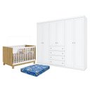 Ver imagem 1 de Berço Americano Mini Cama Q Encanto Slim Freijó Branco Acetinado - Qmovi e guarda Roupa Casal