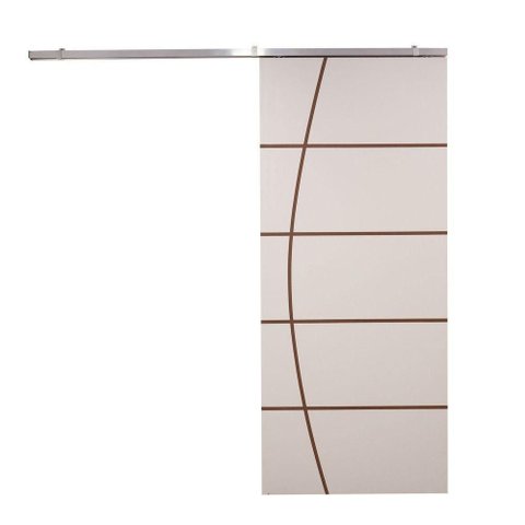 Porta de Correr Branco Prime Frisada Kit Alumínio F01 - 210x100