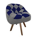 Ver imagem 2 de Poltrona Paloma Escritório Sala Giratória Madeira Suede Cinza e Suede Azul Marinho - Dominic Decor