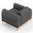 Ver imagem 7 de Kit 02 Poltronas Decorativas Base De Madeira e Pés D'Ouro Molino D02 Veludo Cinza C-317 - Lyam