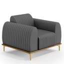 Ver imagem 3 de Kit 02 Poltronas Decorativas Base De Madeira e Pés D'Ouro Molino D02 Veludo Cinza C-317 - Lyam