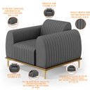 Ver imagem 4 de Kit 02 Poltronas Decorativas Base De Madeira e Pés D'Ouro Molino D02 Veludo Cinza C-317 - Lyam