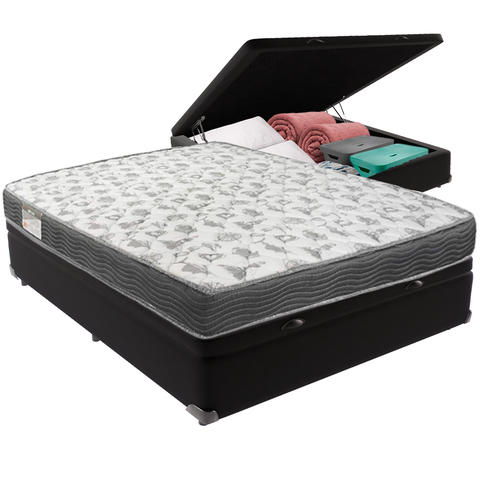 Cama Box Baú e Colchão Iso100 Espuma D33 Viúvo Ortobom: Preto