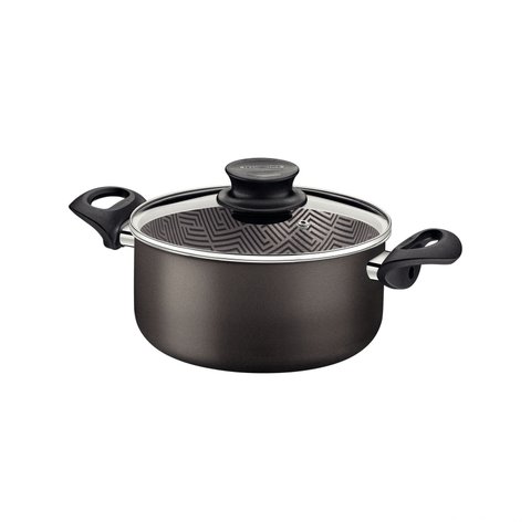 Caçarola Tramontina Paris Antiaderente Starflon Max Chumbo com Tampa de Vidro 26 Cm 6,3 L Tramontina