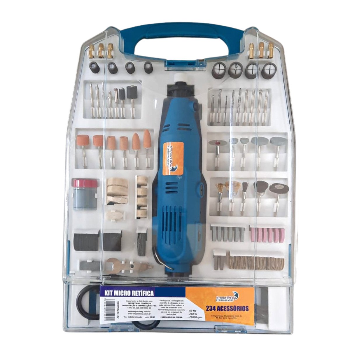 Micro Retifica Kit Micro Retífica 234 Pçs Acessórios Ferramentas 250W Maleta ...