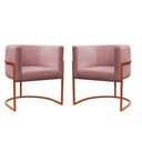 Ver imagem 2 de Kit 4 Poltrona Reforçadas Decorativa Sala de Estar Carla Base Ferro Bronze Suede Rose