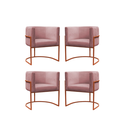Ver imagem 1 de Kit 4 Poltrona Reforçadas Decorativa Sala de Estar Carla Base Ferro Bronze Suede Rose