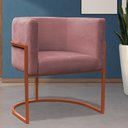 Ver imagem 3 de Kit 4 Poltrona Reforçadas Decorativa Sala de Estar Carla Base Ferro Bronze Suede Rose