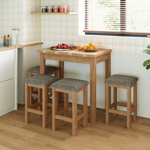 Conjunto Mesa Dobrável com 4 Bancos para Sala de Jantar