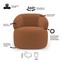 Ver imagem 3 de Kit Poltrona Giratória e Sofá Orgânico Living Glee 02 Lugares 140cm Bouclê Terracota - Desk Design