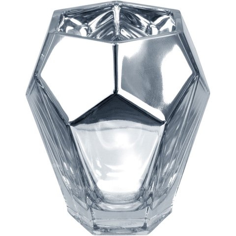 Vaso Decorativo de Vidro Prata 20x17x17cm Enfeite Sala Mesa Estante Aparador