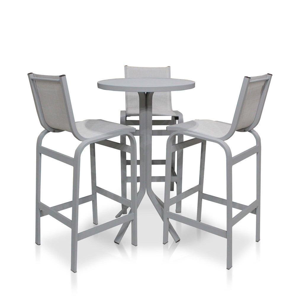 Conjunto Mesa Bistrô Com 3 Banquetas Cinza - 1