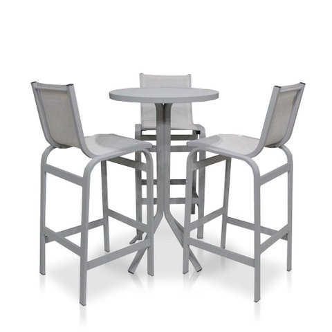 Conjunto Mesa Bistrô Com 3 Banquetas Cinza