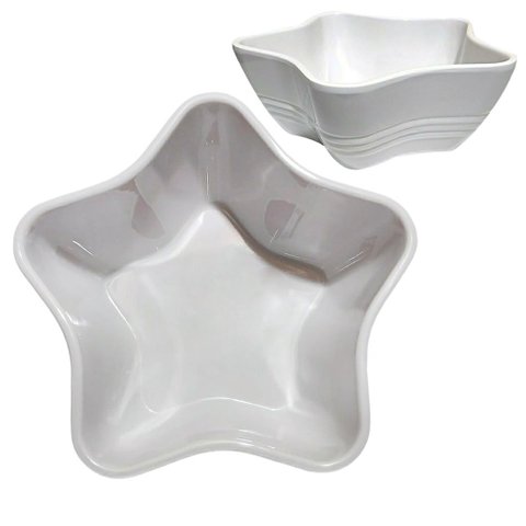 Kit 4 Tigelas Bowl Melamina Estrela Branca 600Ml