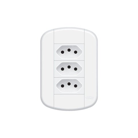 Tomada Tripla Fame Blanc+ 2p+t 10a com Placa 4x2 Branca