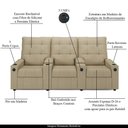 Ver imagem 7 de Poltrona do Papai Reclinável Cinema 3 Lugares Manual Baú Usb Haifa F05 Linho Bege - Lyam Decor