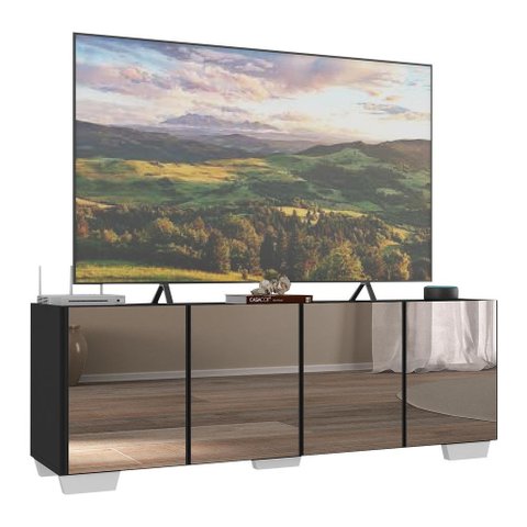 Rack Tv até 50 Polegadas com Espelhos 4 Portas Multimóveis Mp1083 Preto/branco