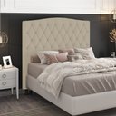 Ver imagem 2 de Cabeceira Estofada Cama Box Casal Queen Size Greta 160cm com Frame Corano Bege - Abmaza