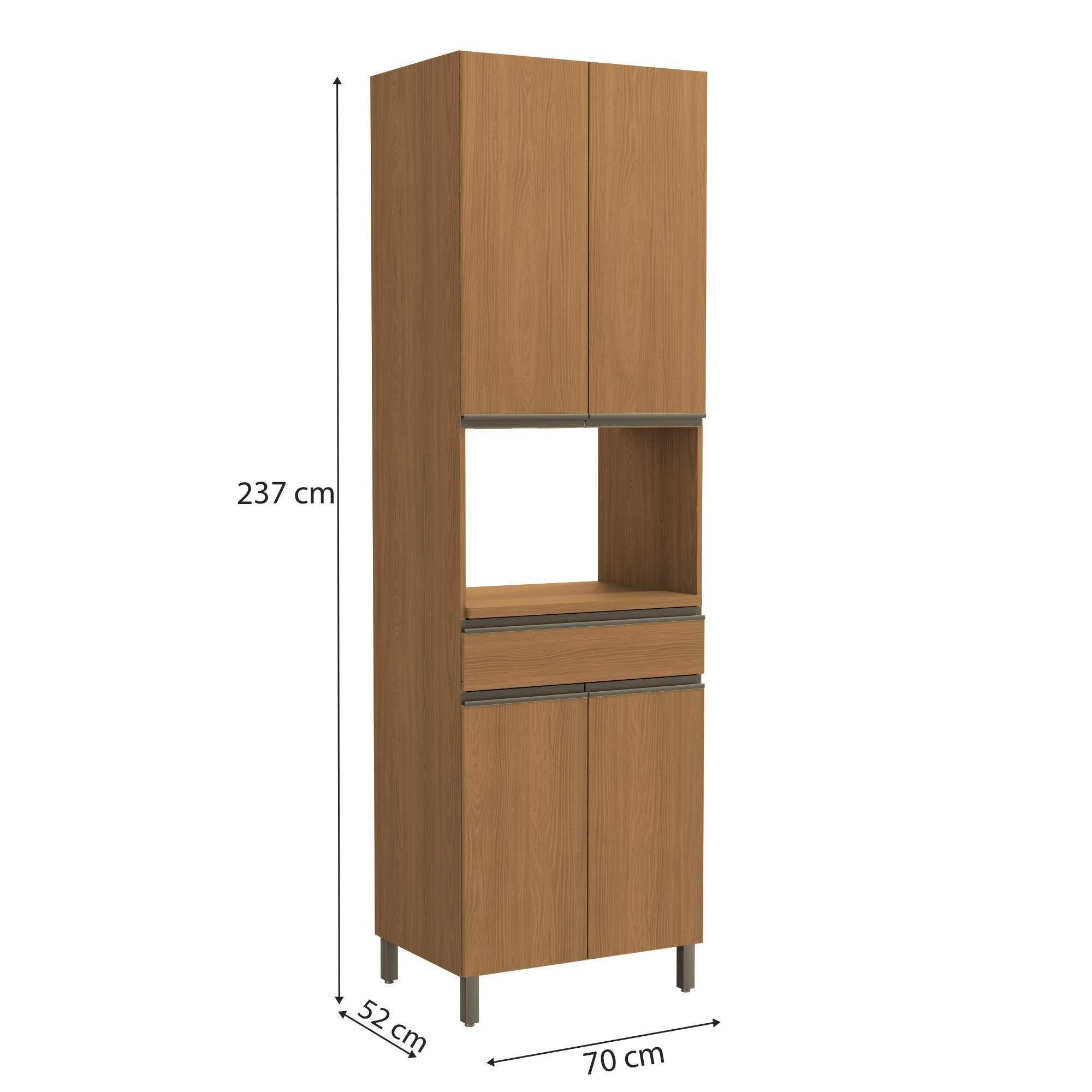 Armário de Cozinha Torre Fornos 70cm 1 Nicho 4 Portas 1 Gavetas