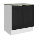 Ver imagem 1 de Balcão de Cozinha 70 Cm 2 Portas Branco/preto Lux Madesa Branco/preto
