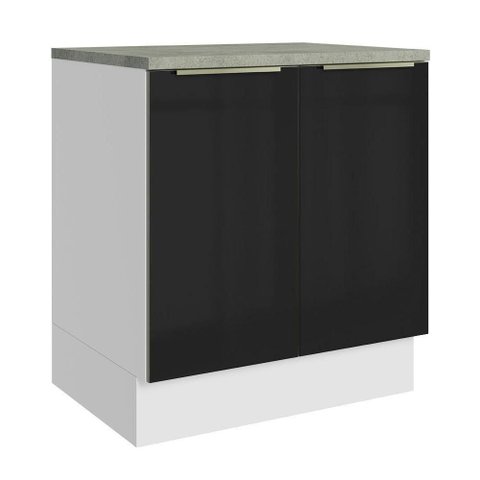Balcão de Cozinha 70 Cm 2 Portas Branco/preto Lux Madesa Branco/preto