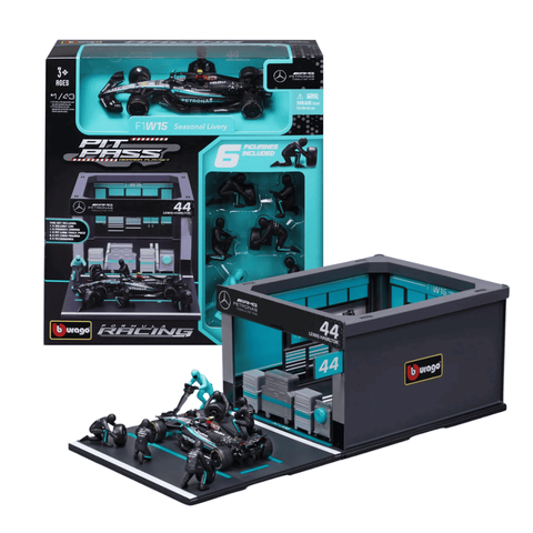 Miniatura Diorama Pit Stop F1 Mercedes W15 #44 1:43 Bburago