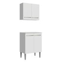 Ver imagem 1 de Kit com Armário Aéreo e Balcão 64cm Branco Emilly Madesa
