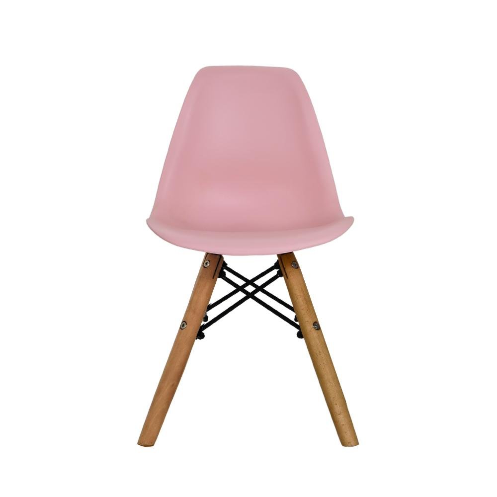 Kit Mesa Redonda Branca 60cm + 2 Cadeiras Charles Eames Eiffel Infantil Kids Rosa Claro - 2