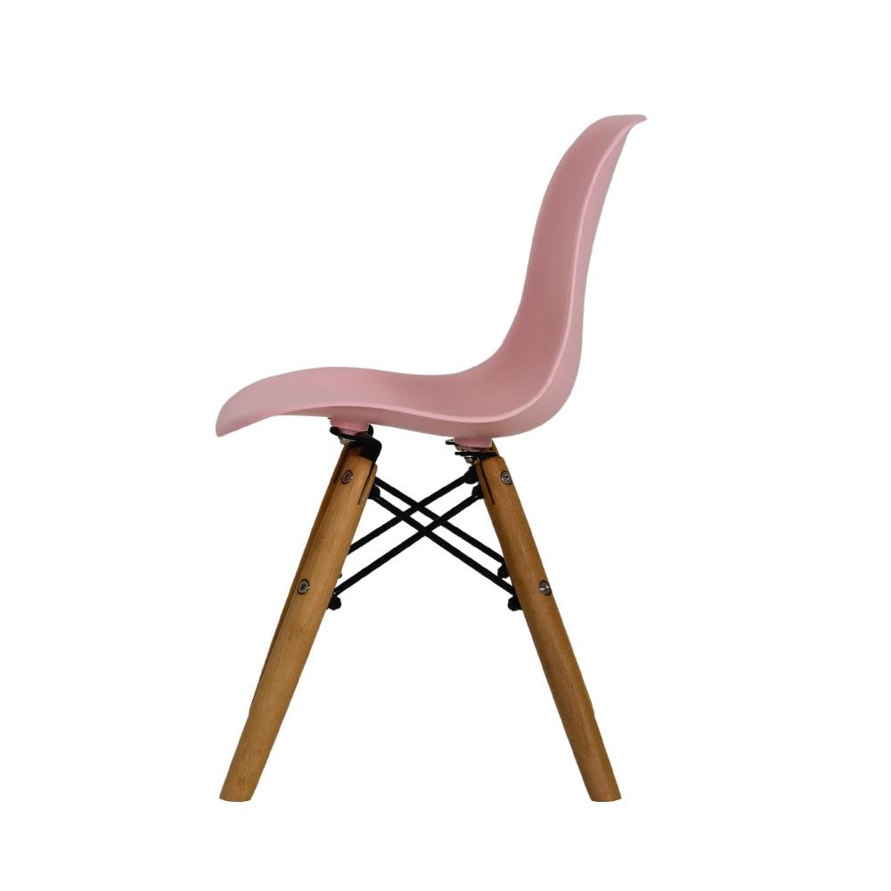 Kit Mesa Redonda Branca 60cm + 2 Cadeiras Charles Eames Eiffel Infantil Kids Rosa Claro - 3